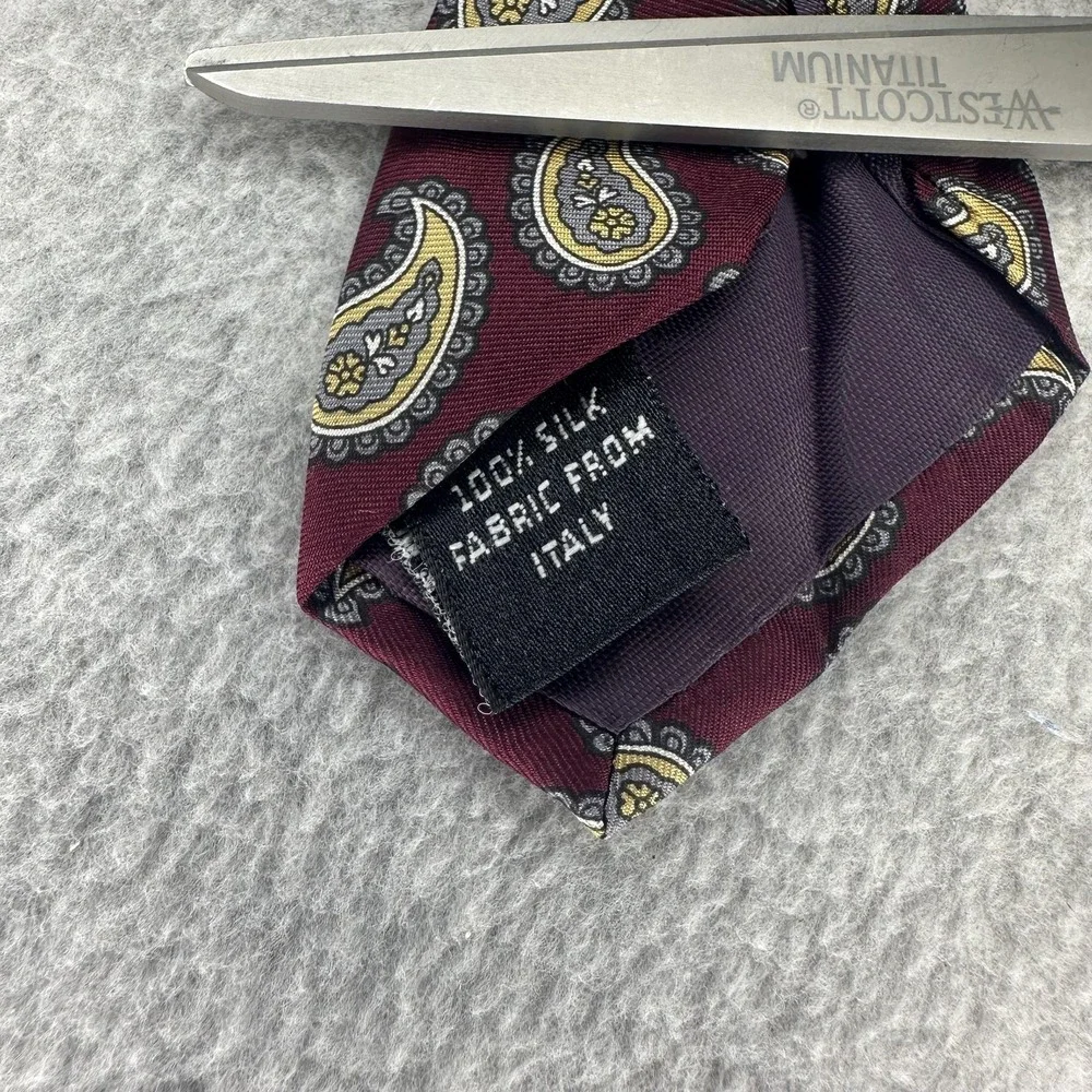 Sheaf & Caber Tie Mens Silk Paisley Burgundy Italian Fabric Made in‎ USA Necktie